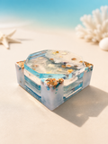 Ocean Beach Resin Coaster Set with Holder – Set of 4